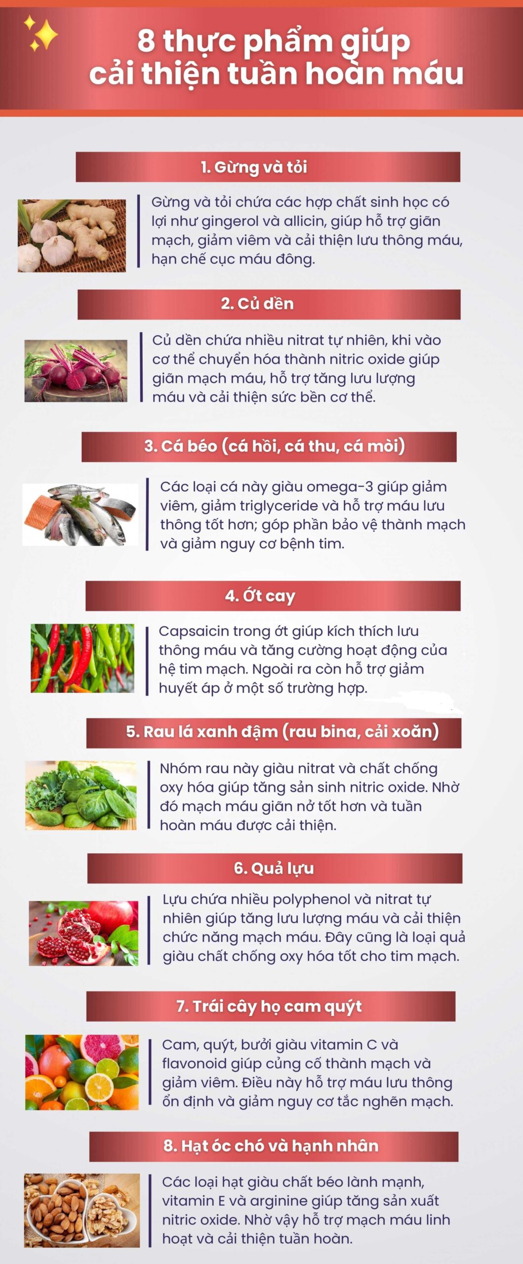 Cải thiện tuần hoàn máu từ chế độ ăn uống đơn giản