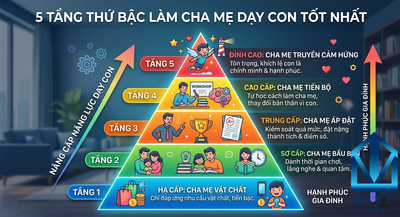 5 tầng thứ bậc làm cha mẹ cần xác định để dạy con tốt nhất