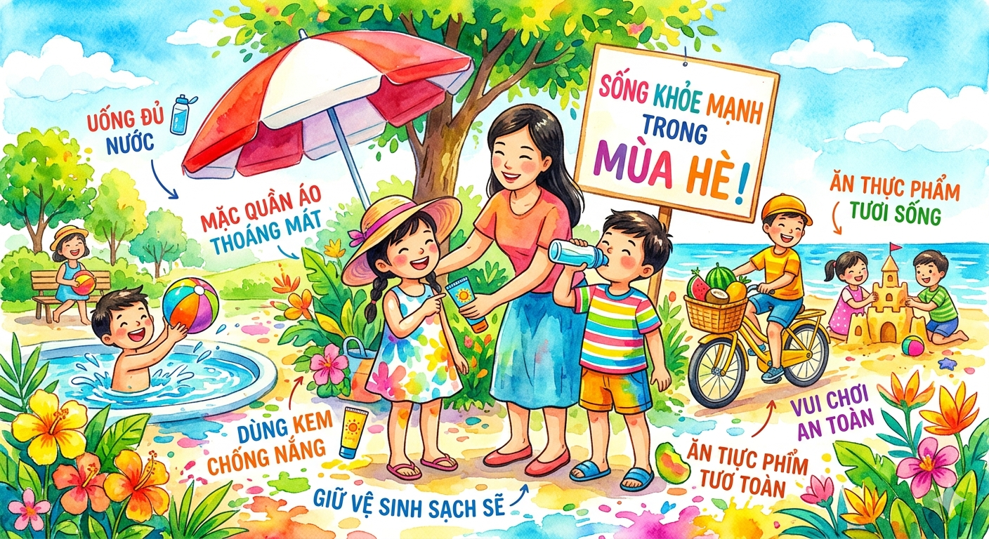 Những điều mẹ cần lưu ý để bảo vệ sức khỏe toàn diện của con vào mùa hè