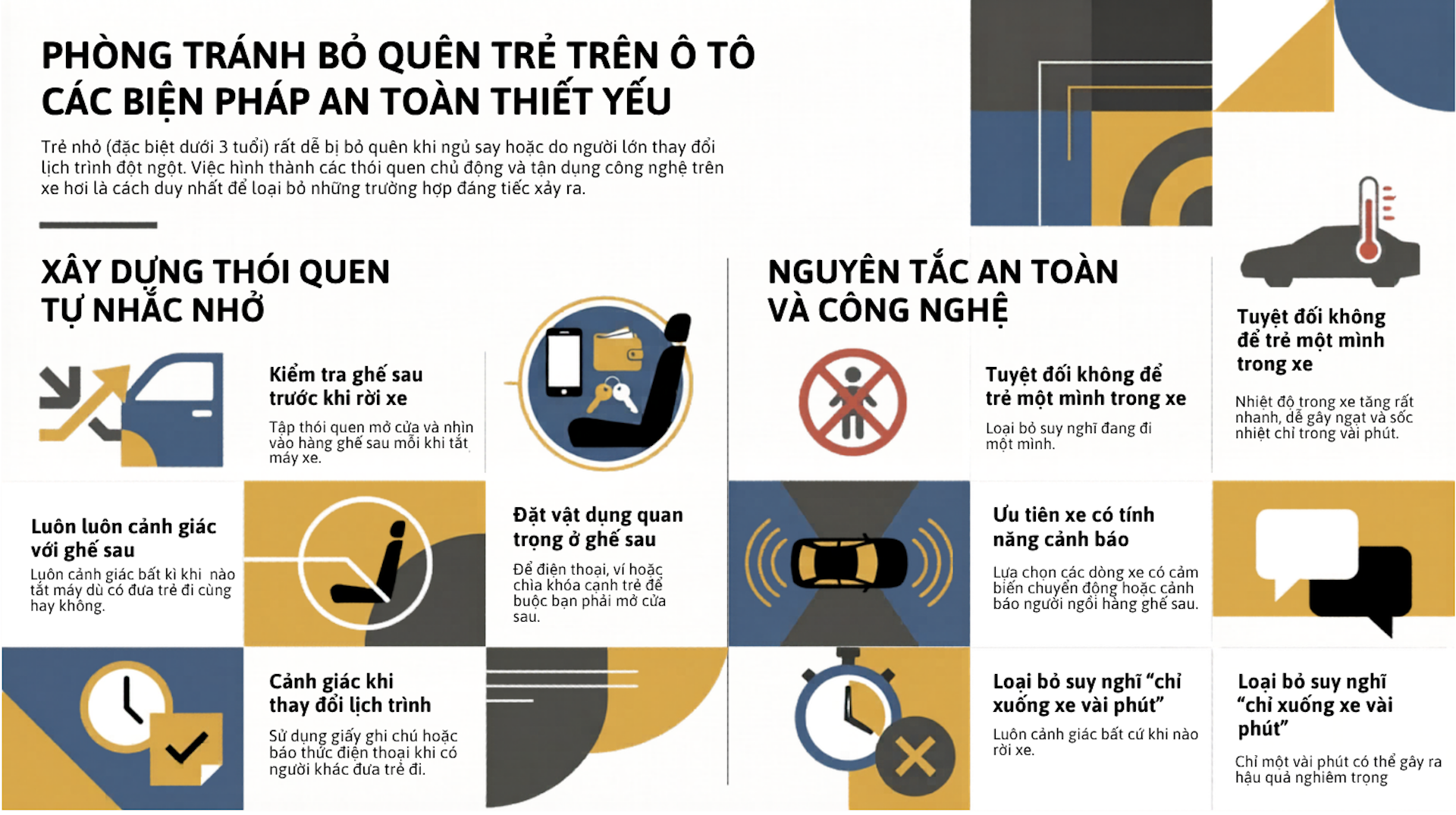 Các biện pháp an toàn tránh bỏ quên trẻ trên ô tô